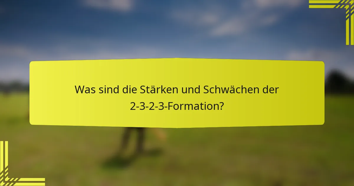 Was sind die Stärken und Schwächen der 2-3-2-3-Formation?